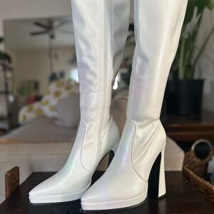 White Knee-High Boots